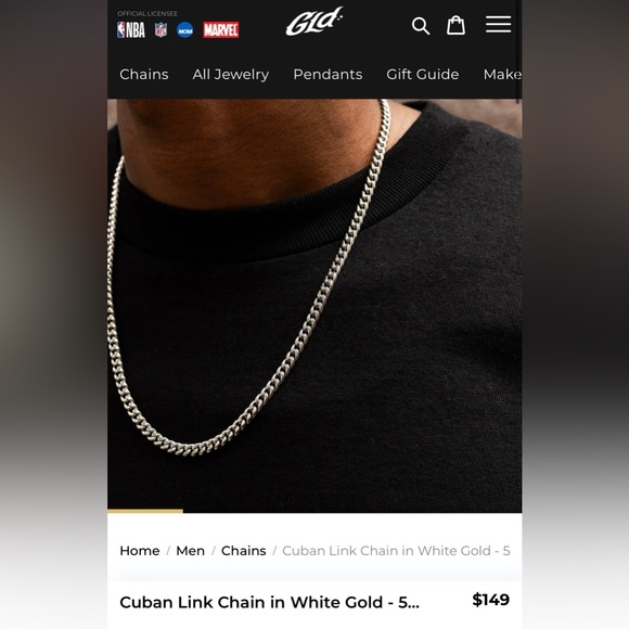 GLD Cuban link white gold chain